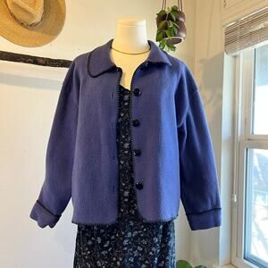 90s Vintage Purple Soft Plush Fleece Button Front Jacket Size Medium